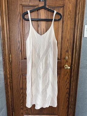 Women's Cream Knit Midi Dress - Lightweight Slip Dress